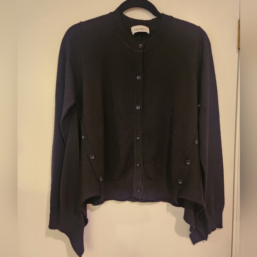 MeimeiJ Made In Italy Black Women's  Asymmetric Cardigan Sweater